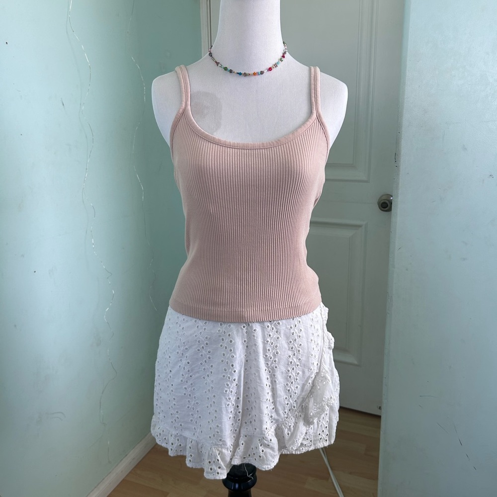Zara Tan Knit Ribbed Racerback Tank Top - Picture 5 of 9